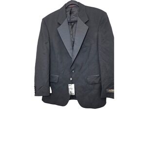 Bill Blass Mens Black Tuxedo Jacket 40SH 100% Wool Single-Breasted Eveningwear